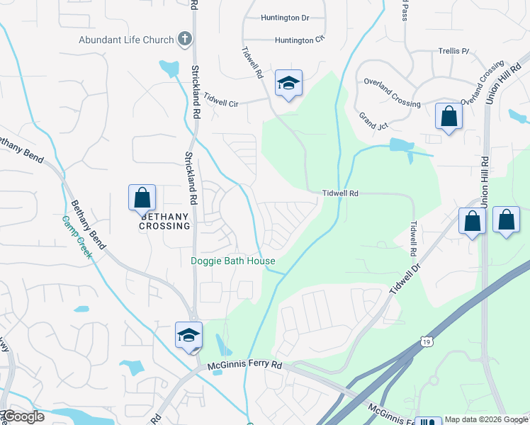 map of restaurants, bars, coffee shops, grocery stores, and more near 540 Central Park Overlook in Alpharetta