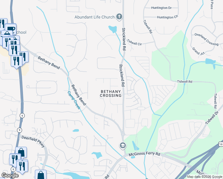 map of restaurants, bars, coffee shops, grocery stores, and more near 1105 Sonoma Chase in Alpharetta