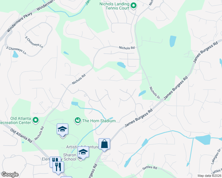 map of restaurants, bars, coffee shops, grocery stores, and more near 1035 Coleridge Way in Suwanee