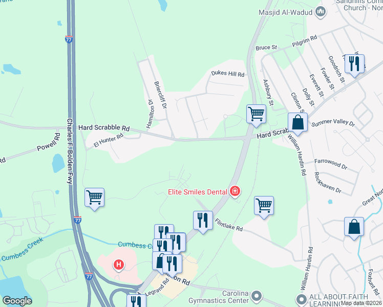 map of restaurants, bars, coffee shops, grocery stores, and more near 206 Business Park Boulevard in Columbia
