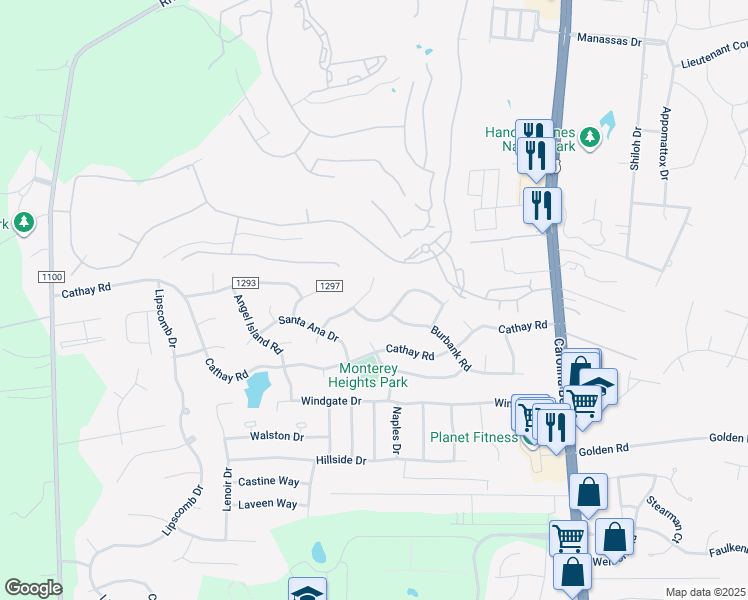 map of restaurants, bars, coffee shops, grocery stores, and more near 341 Redwood Road in Wilmington