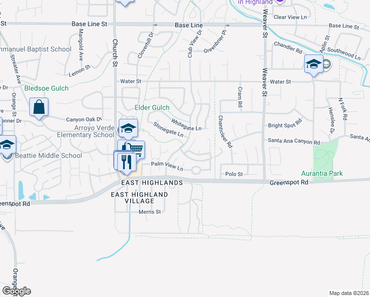 map of restaurants, bars, coffee shops, grocery stores, and more near 7770 Somerset Lane in Highland