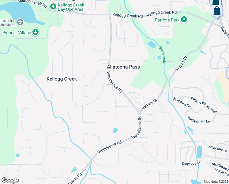 map of restaurants, bars, coffee shops, grocery stores, and more near 6695 Woodstock Road in Acworth