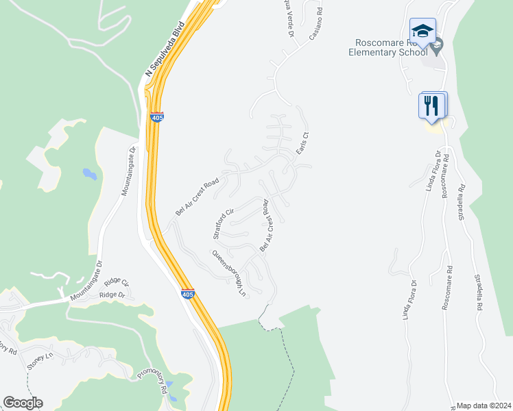 map of restaurants, bars, coffee shops, grocery stores, and more near 11709 Wetherby Lane in Los Angeles