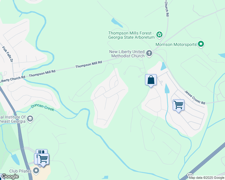 map of restaurants, bars, coffee shops, grocery stores, and more near 345 Broadmoor Drive in Braselton