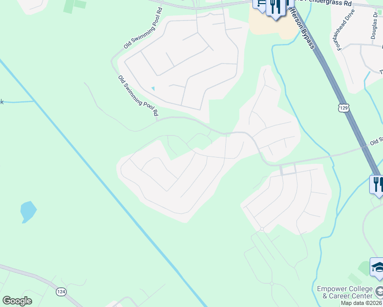 map of restaurants, bars, coffee shops, grocery stores, and more near 1802 Soque Circle in Jefferson