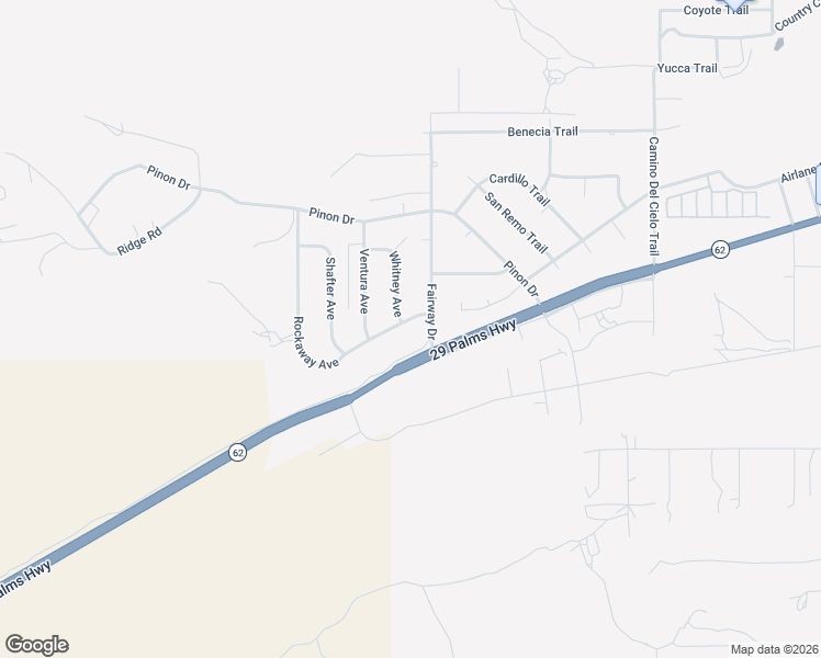 map of restaurants, bars, coffee shops, grocery stores, and more near 7674 Rockaway Avenue in Yucca Valley