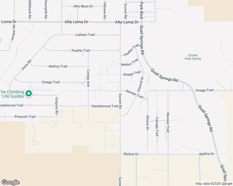 map of restaurants, bars, coffee shops, grocery stores, and more near 7716 Sunset Road in Joshua Tree