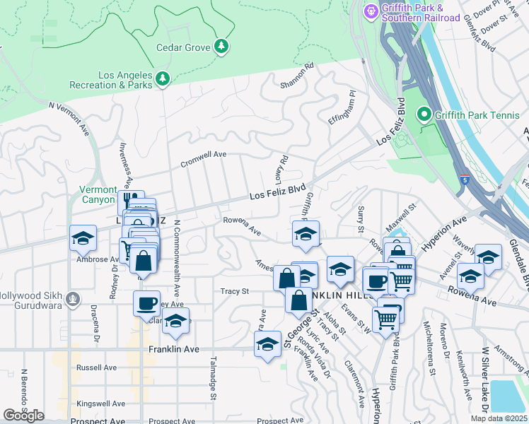 map of restaurants, bars, coffee shops, grocery stores, and more near in Los Angeles
