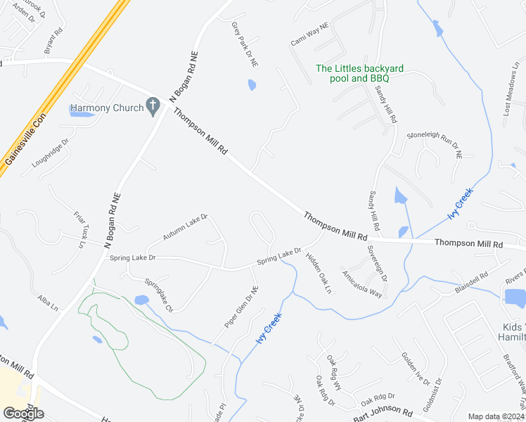 map of restaurants, bars, coffee shops, grocery stores, and more near 4153 Creekrun Circle in Buford