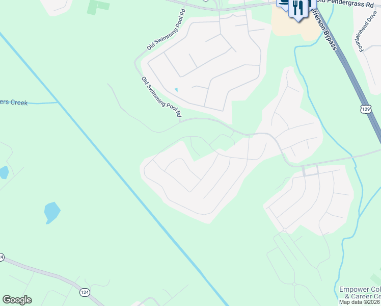 map of restaurants, bars, coffee shops, grocery stores, and more near 1802 Soque Circle in Jefferson