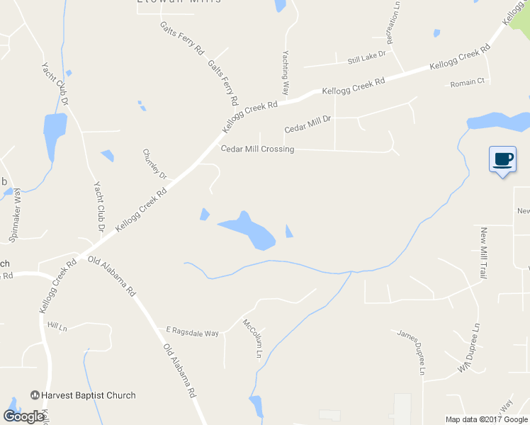 map of restaurants, bars, coffee shops, grocery stores, and more near 350 Thompson Farm Lane in Acworth