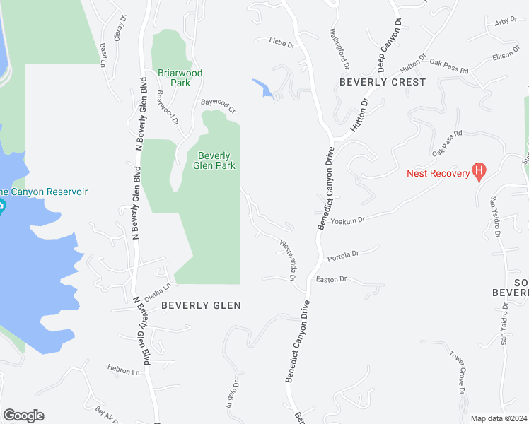 map of restaurants, bars, coffee shops, grocery stores, and more near 10037 Reevesbury Drive in Beverly Hills