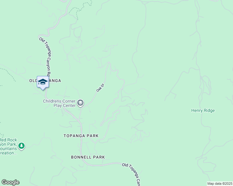 map of restaurants, bars, coffee shops, grocery stores, and more near Mount Prospect Drive in Topanga