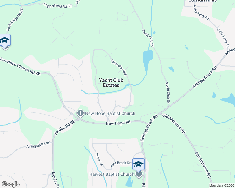 map of restaurants, bars, coffee shops, grocery stores, and more near 3725 Bowline Circle in Acworth