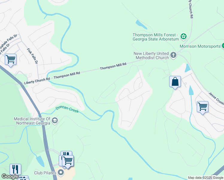 map of restaurants, bars, coffee shops, grocery stores, and more near 2046 Yvette Way in Braselton