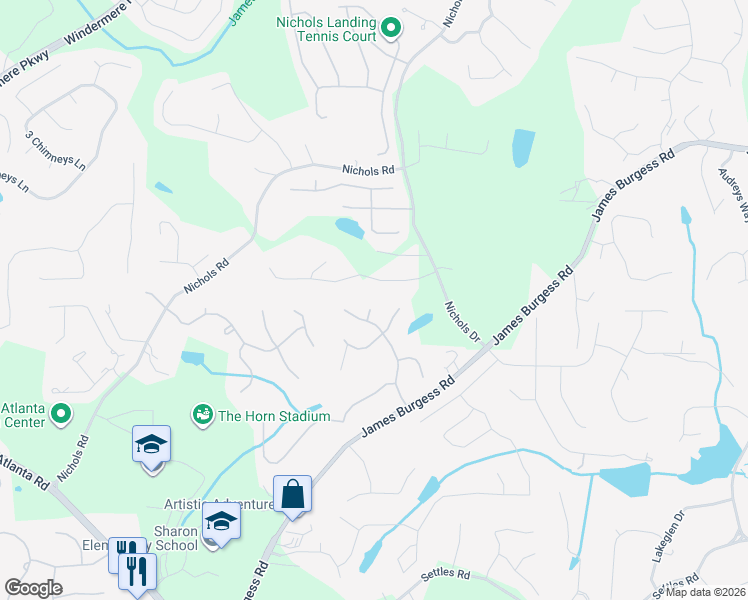 map of restaurants, bars, coffee shops, grocery stores, and more near 1825 Abbie Fetch Court in Suwanee