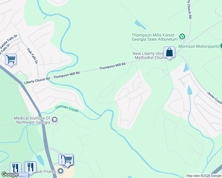 map of restaurants, bars, coffee shops, grocery stores, and more near 2046 Yvette Way in Braselton