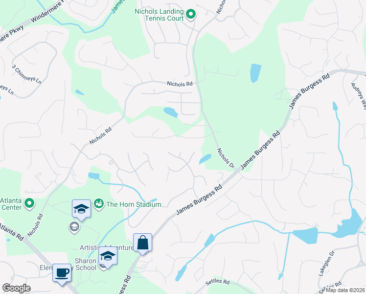 map of restaurants, bars, coffee shops, grocery stores, and more near 1825 Abbie Fetch Court in Suwanee