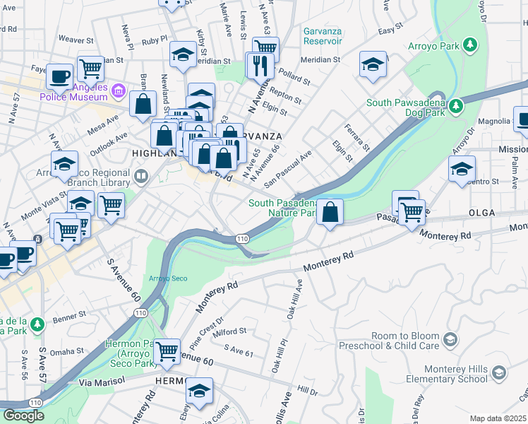 map of restaurants, bars, coffee shops, grocery stores, and more near 202 Thorne Street in Los Angeles
