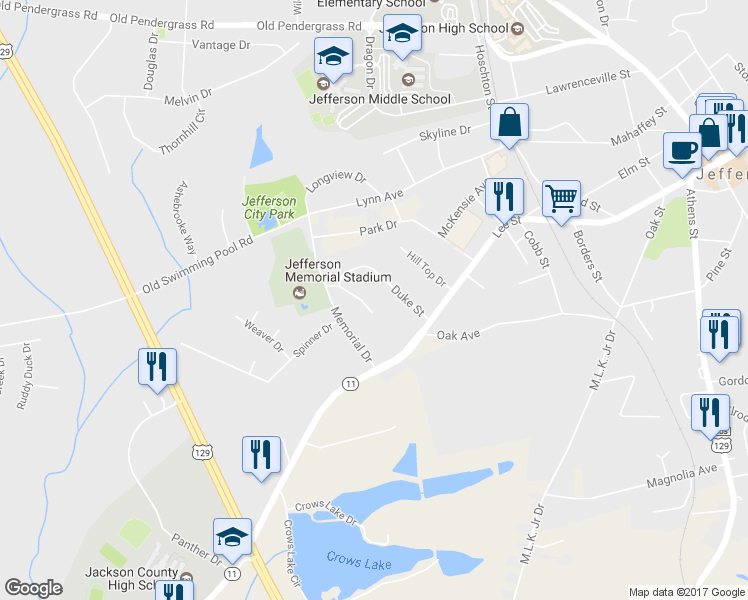 map of restaurants, bars, coffee shops, grocery stores, and more near 91 Johnson Street in Jefferson
