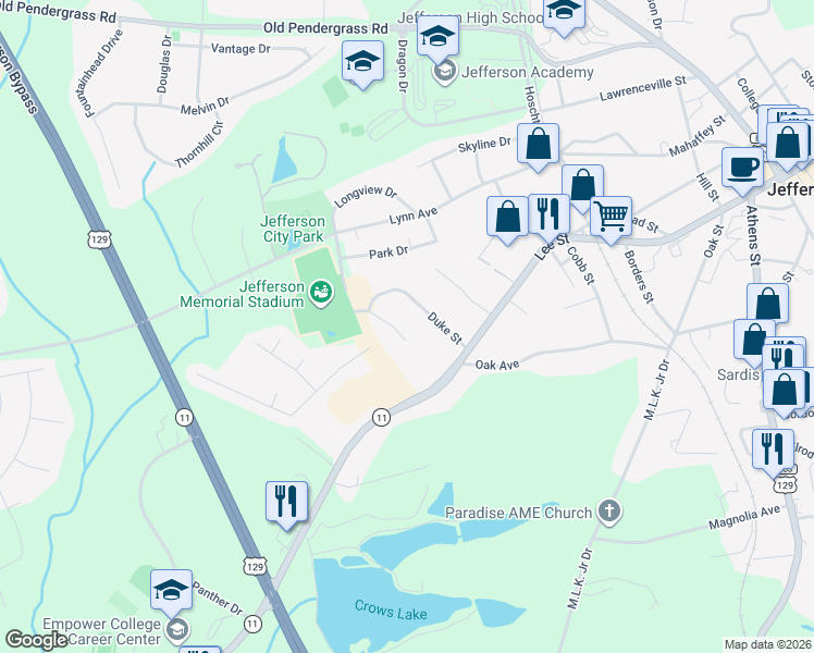 map of restaurants, bars, coffee shops, grocery stores, and more near 91 Johnson Street in Jefferson