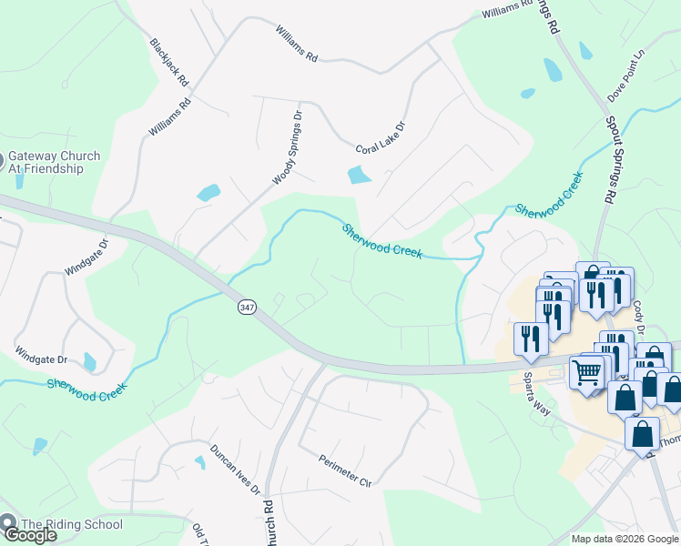 map of restaurants, bars, coffee shops, grocery stores, and more near 2242 Governor Way in Buford