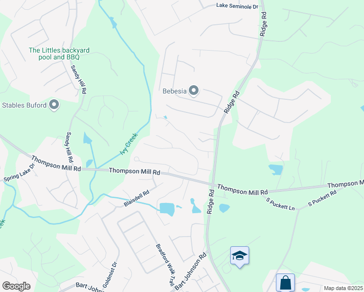 map of restaurants, bars, coffee shops, grocery stores, and more near 3681 Deaton Trail in Buford