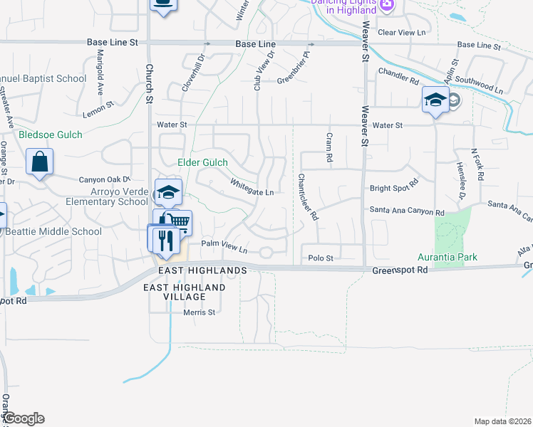 map of restaurants, bars, coffee shops, grocery stores, and more near 7721 Somerset Lane in Highland