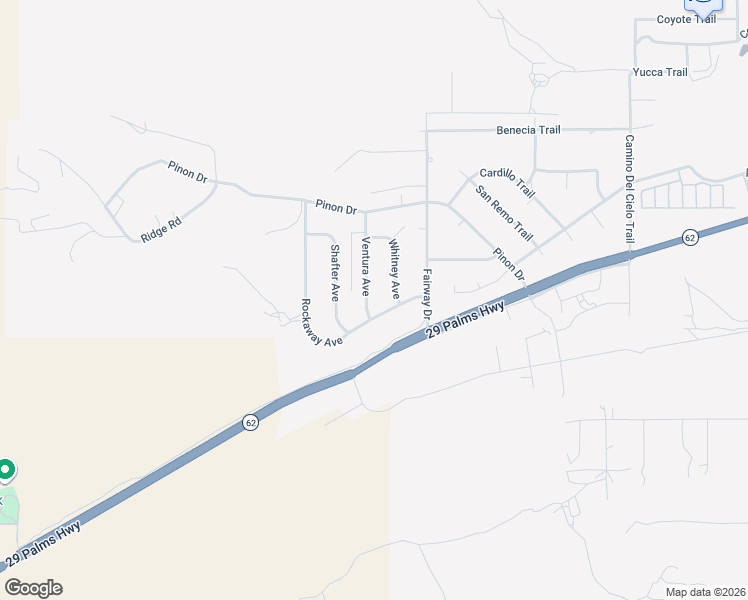 map of restaurants, bars, coffee shops, grocery stores, and more near 7655 Ventura Avenue in Yucca Valley