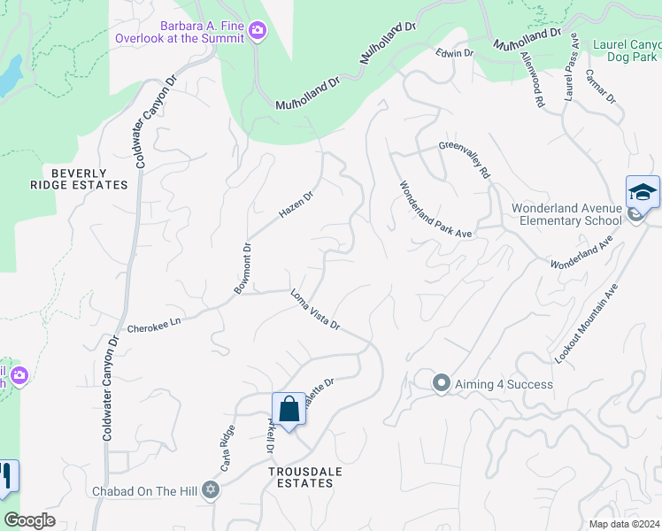 map of restaurants, bars, coffee shops, grocery stores, and more near 9038 Meredith Place in Beverly Hills