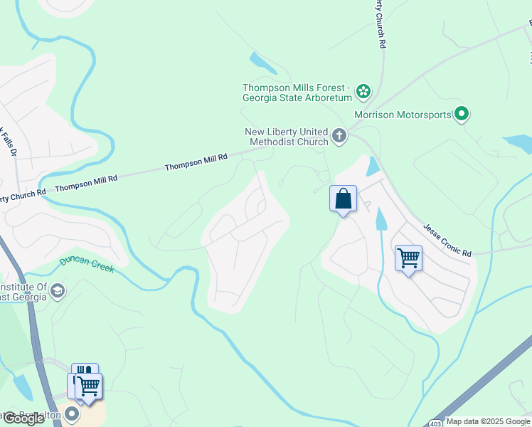 map of restaurants, bars, coffee shops, grocery stores, and more near 285 Broadmoor Drive in Braselton