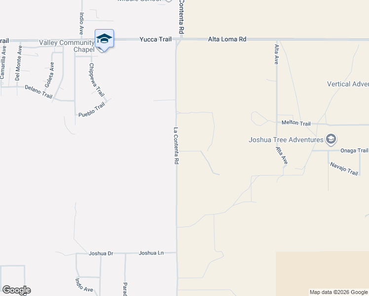map of restaurants, bars, coffee shops, grocery stores, and more near 7645 La Contenta Road in Yucca Valley