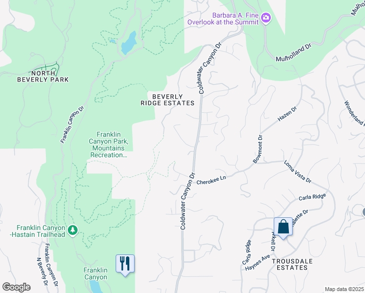 map of restaurants, bars, coffee shops, grocery stores, and more near 2257 Betty Lane in Beverly Hills