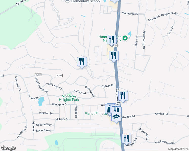 map of restaurants, bars, coffee shops, grocery stores, and more near 799 Rivage Promenade in Wilmington