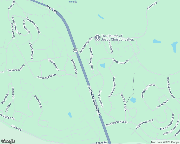 map of restaurants, bars, coffee shops, grocery stores, and more near 3055 Buck Crossing Way in Pinetop-Lakeside