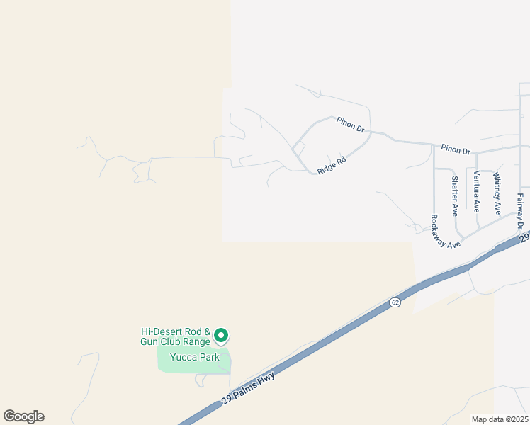 map of restaurants, bars, coffee shops, grocery stores, and more near 53791 Ridge Road in Yucca Valley