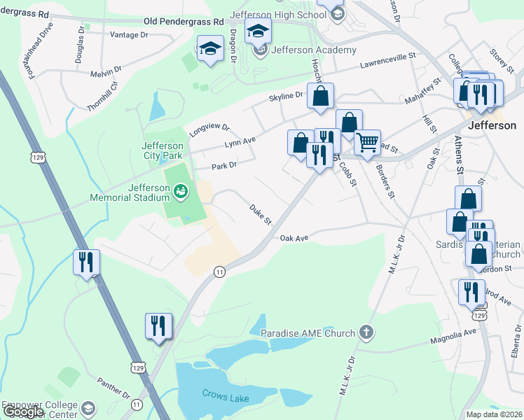 map of restaurants, bars, coffee shops, grocery stores, and more near 78 Duke Street in Jefferson