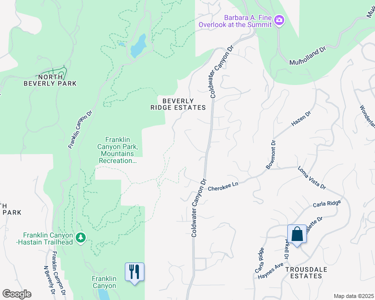 map of restaurants, bars, coffee shops, grocery stores, and more near 2257 Betty Lane in Beverly Hills