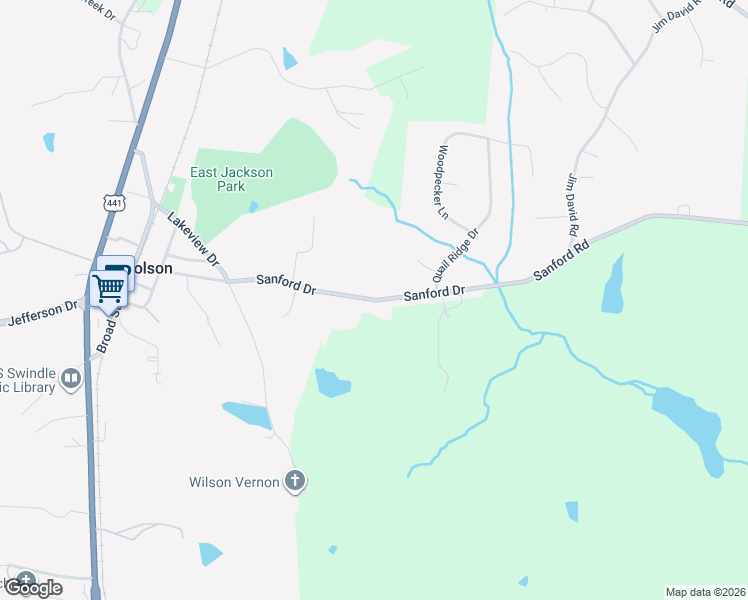 map of restaurants, bars, coffee shops, grocery stores, and more near County Road 68 in Nicholson