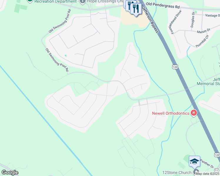 map of restaurants, bars, coffee shops, grocery stores, and more near 51 River Mist Circle in Jefferson