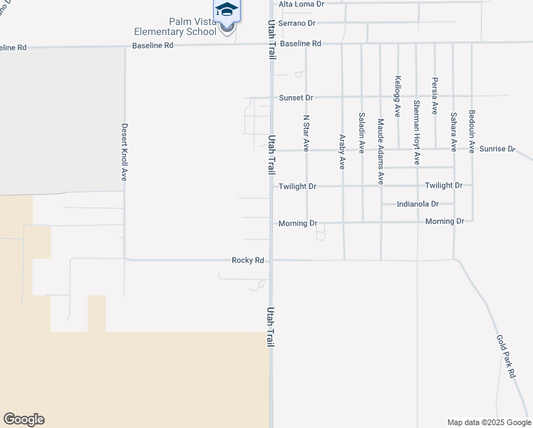 map of restaurants, bars, coffee shops, grocery stores, and more near 74488 Morning Drive in Twentynine Palms