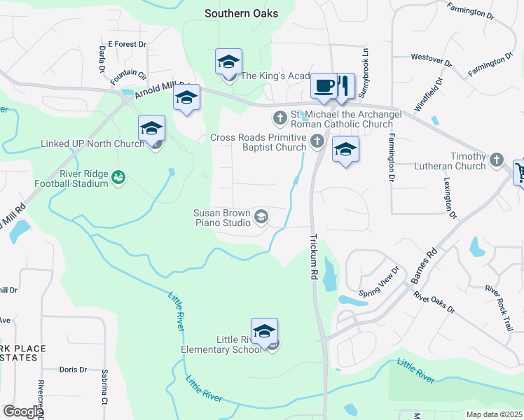 map of restaurants, bars, coffee shops, grocery stores, and more near 307 Chattahoochee Way in Woodstock