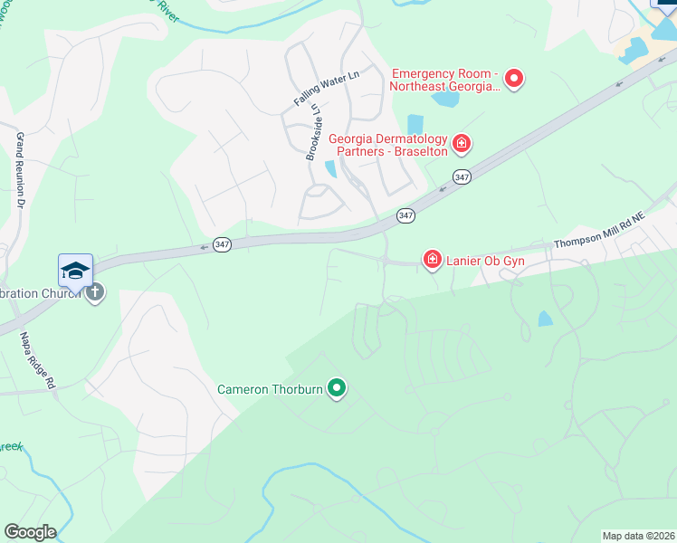 map of restaurants, bars, coffee shops, grocery stores, and more near 5757 Chateau Glen Dr in Hoschton