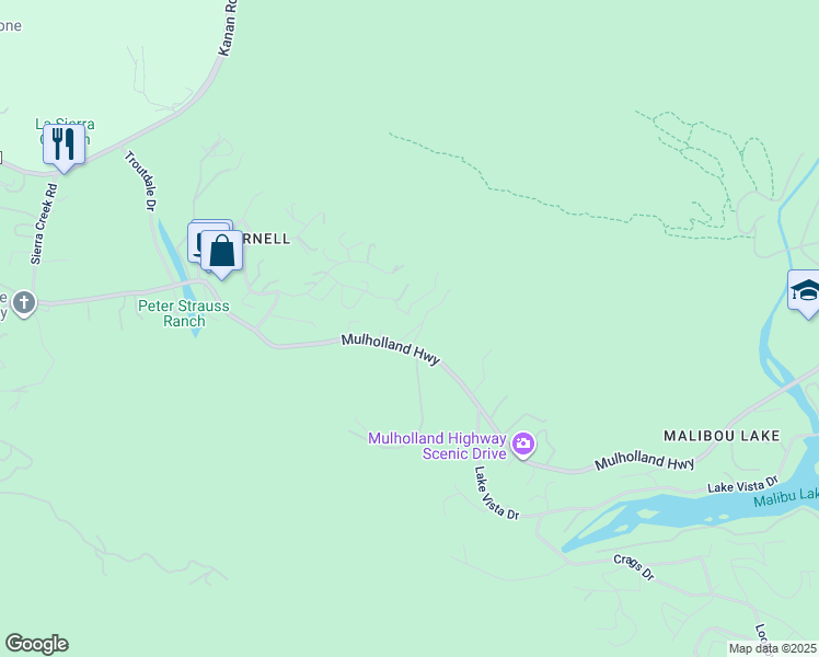 map of restaurants, bars, coffee shops, grocery stores, and more near 29677 Mulholland Highway in Agoura Hills