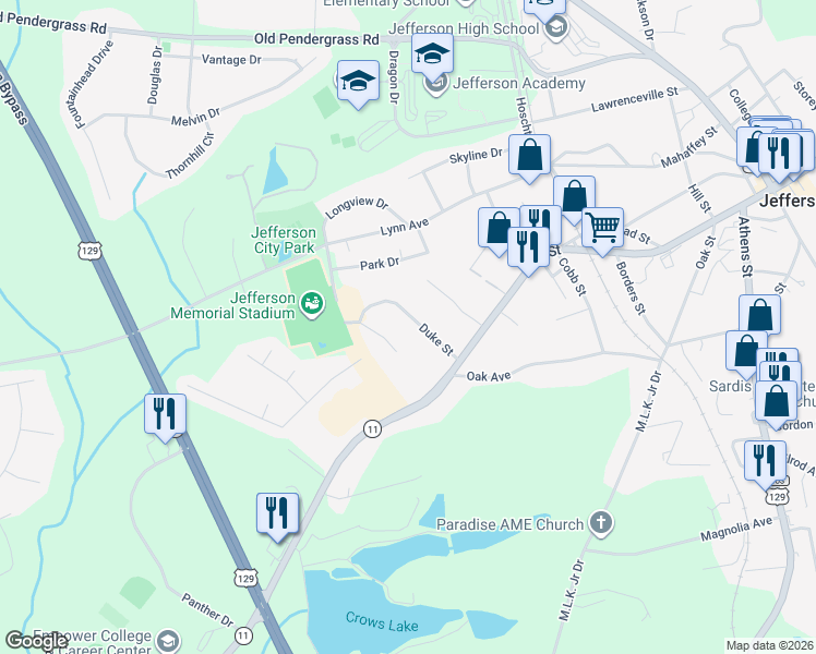 map of restaurants, bars, coffee shops, grocery stores, and more near 137 Duke St in Jefferson