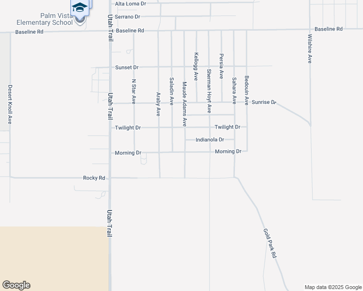 map of restaurants, bars, coffee shops, grocery stores, and more near 7776 Maude Adams Avenue in Twentynine Palms