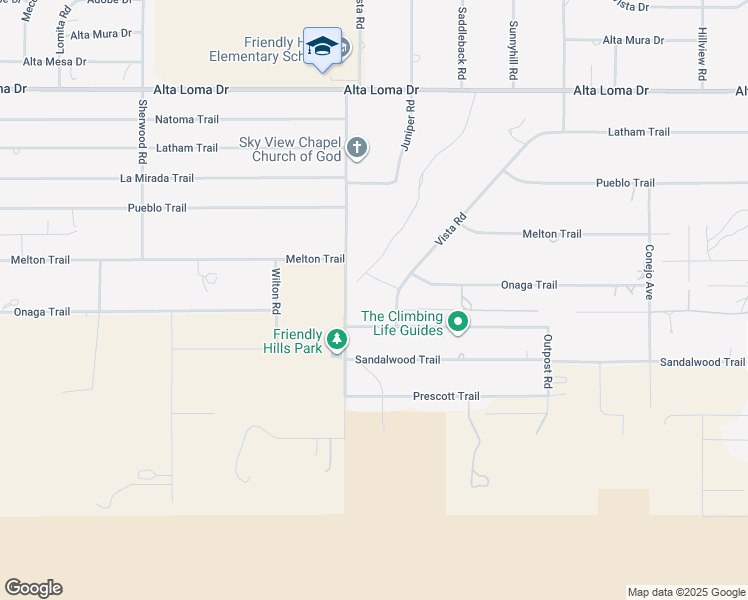 map of restaurants, bars, coffee shops, grocery stores, and more near 7654 Vista Road in Joshua Tree