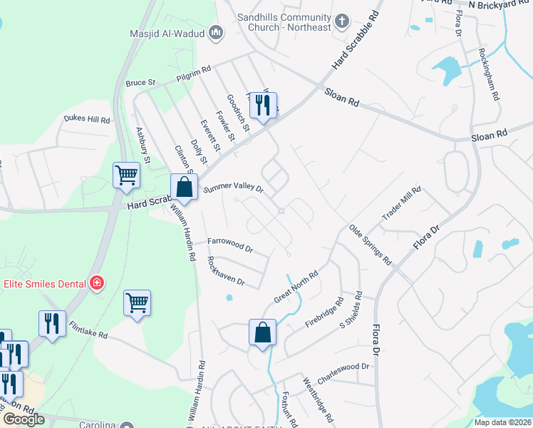 map of restaurants, bars, coffee shops, grocery stores, and more near 344 Summer Bend Road in Columbia