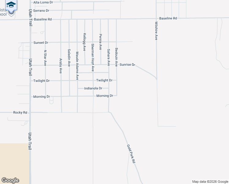 map of restaurants, bars, coffee shops, grocery stores, and more near 7780 Bedouin Avenue in Twentynine Palms